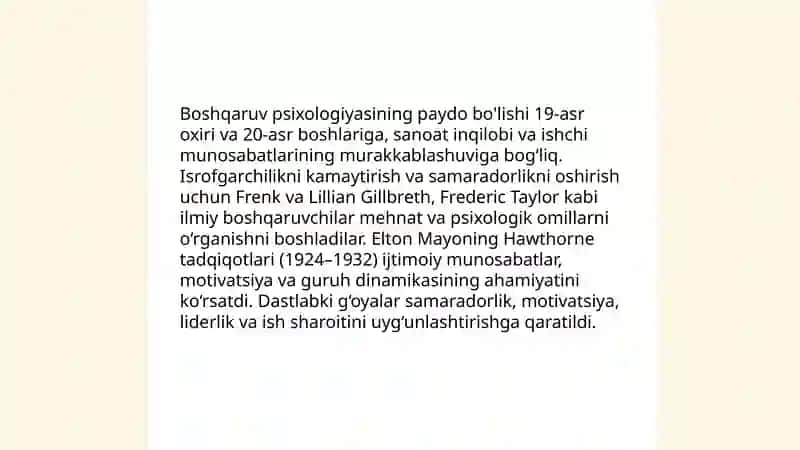 Boshqaruv psixologiyasining tarixi 3