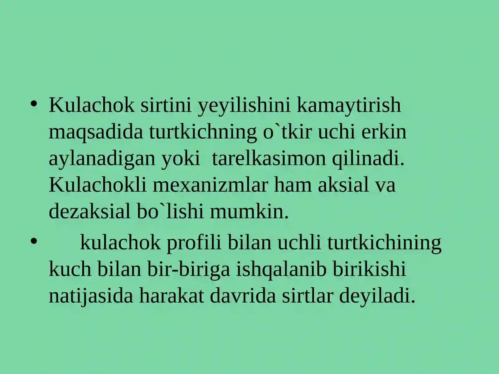 Kulachokli mexanizmlar 3