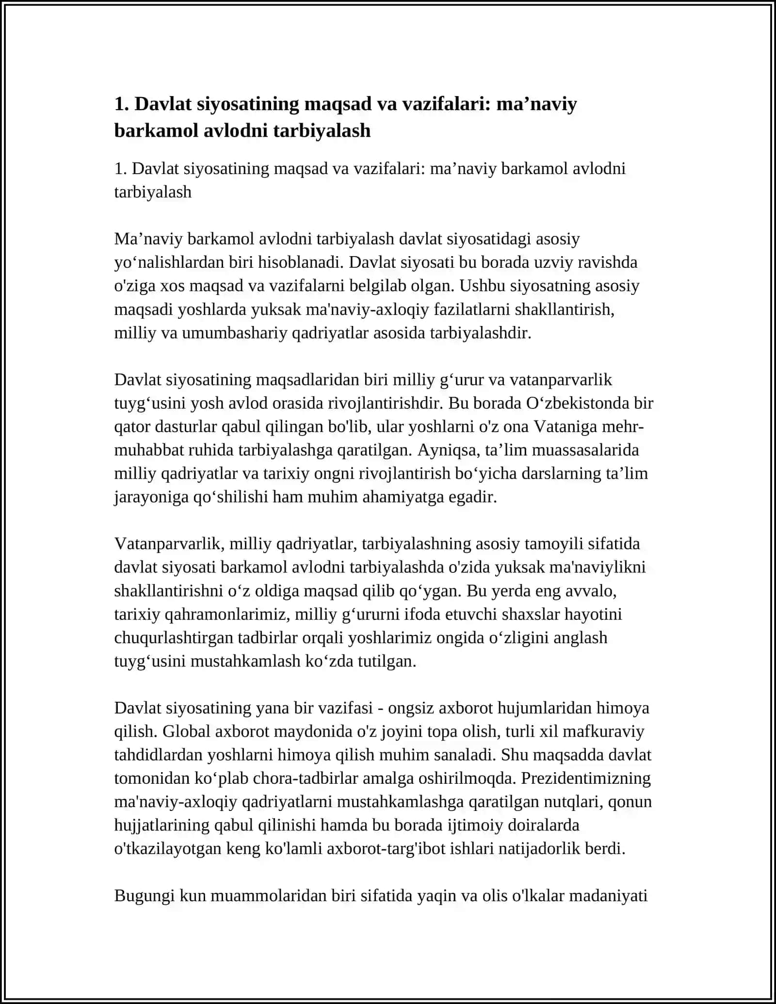 MAʼNAVIY BARKAMOL AVLOD TARBIYASIDA DAVLAT SIYOSATI 3