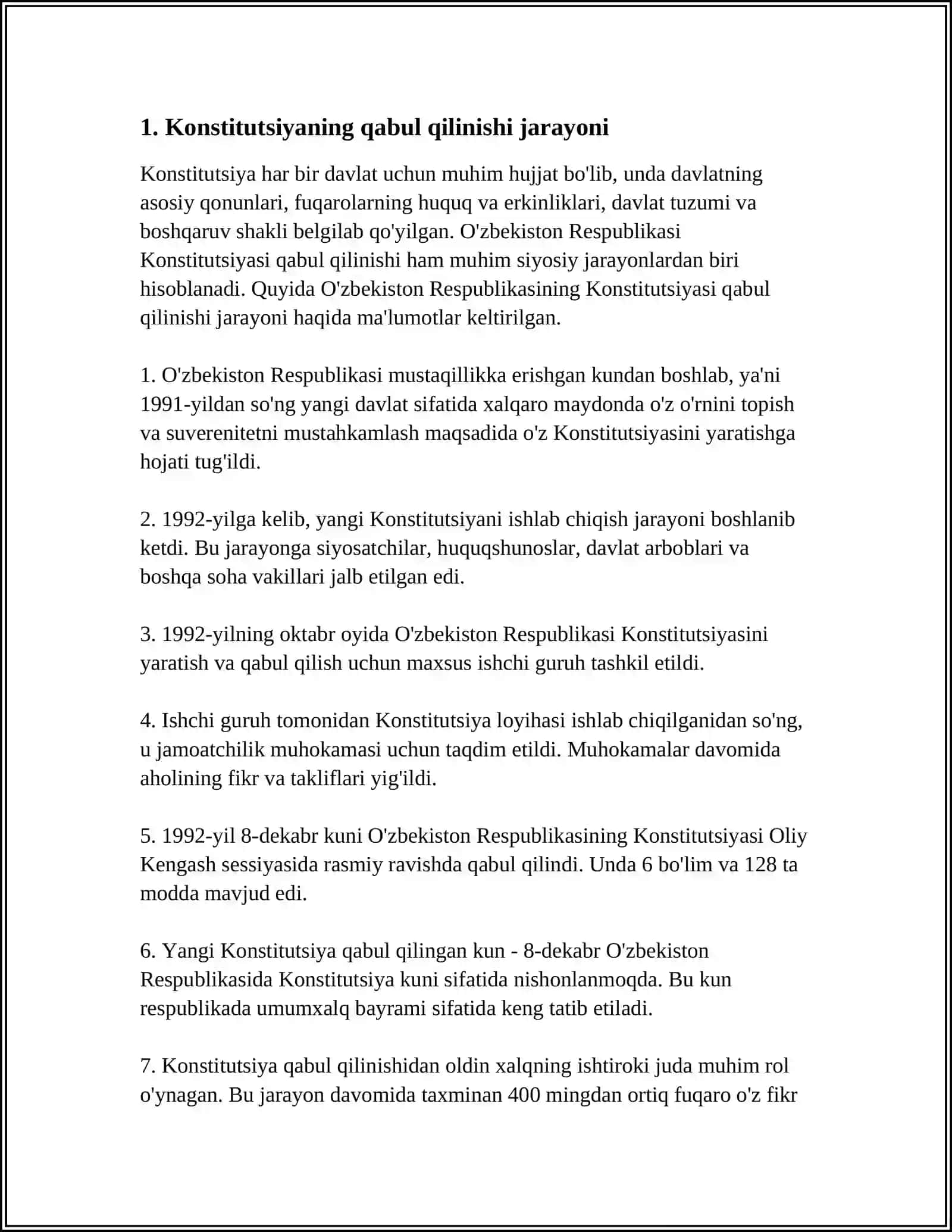 O'ZBEKISTON RESPUBLIKASINING KONSTITUTSIYASINING TARIXIY AHAMIYATI 3