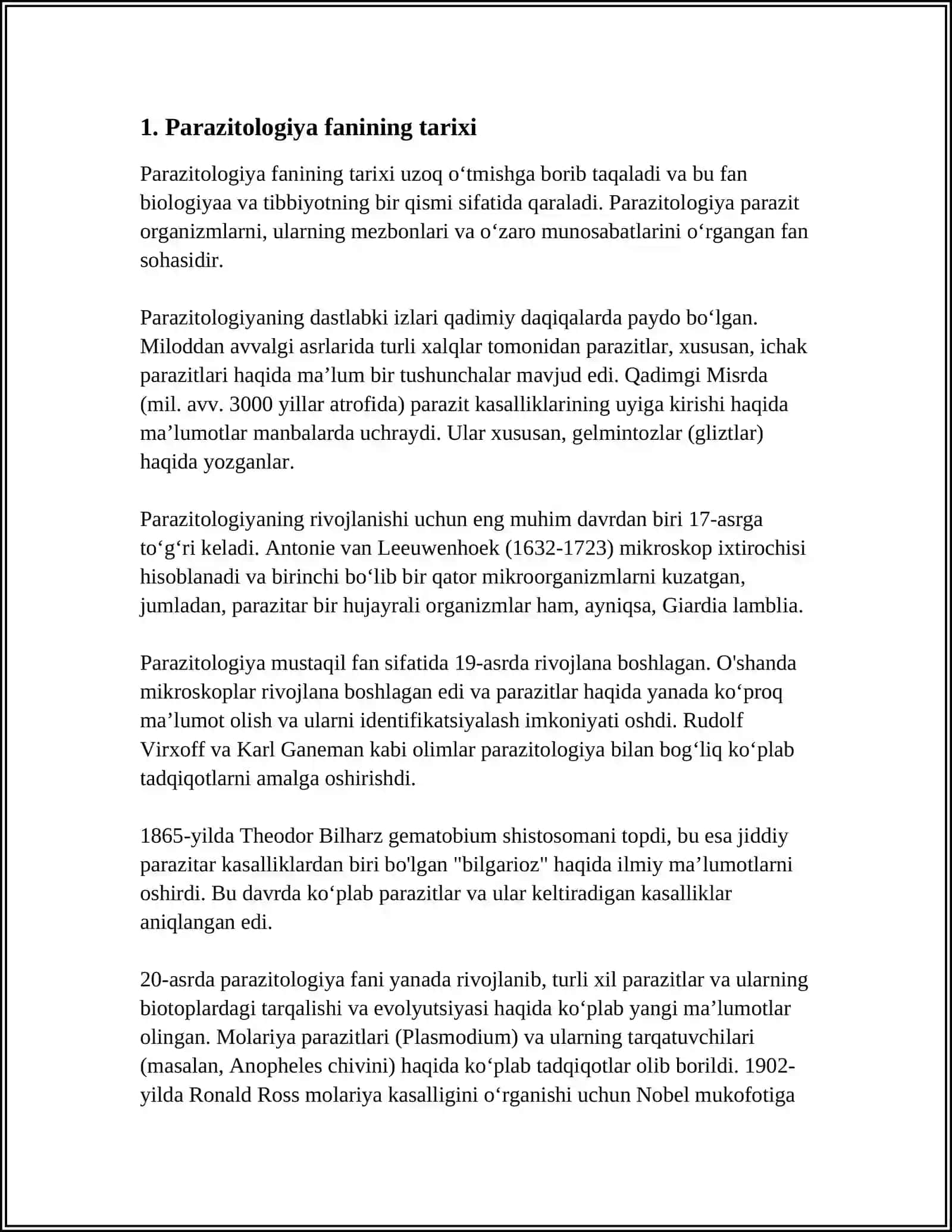 PARAZITOLOGIYA AHAMIYATI 3