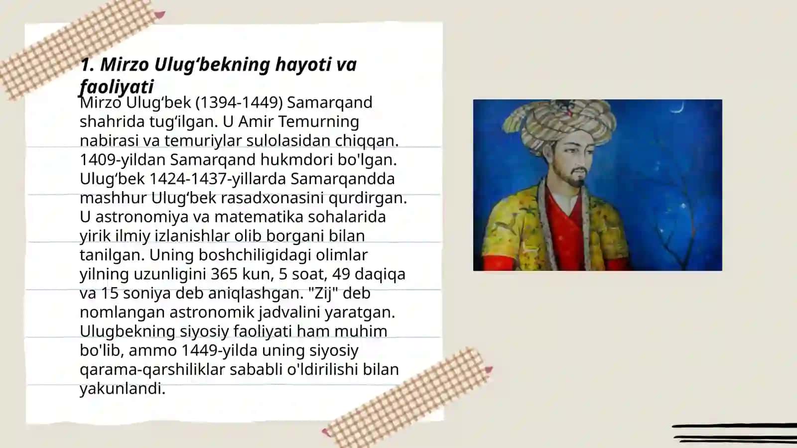 Mirzo Ulugʻbek - davlat arbobi va buyuk olim 3