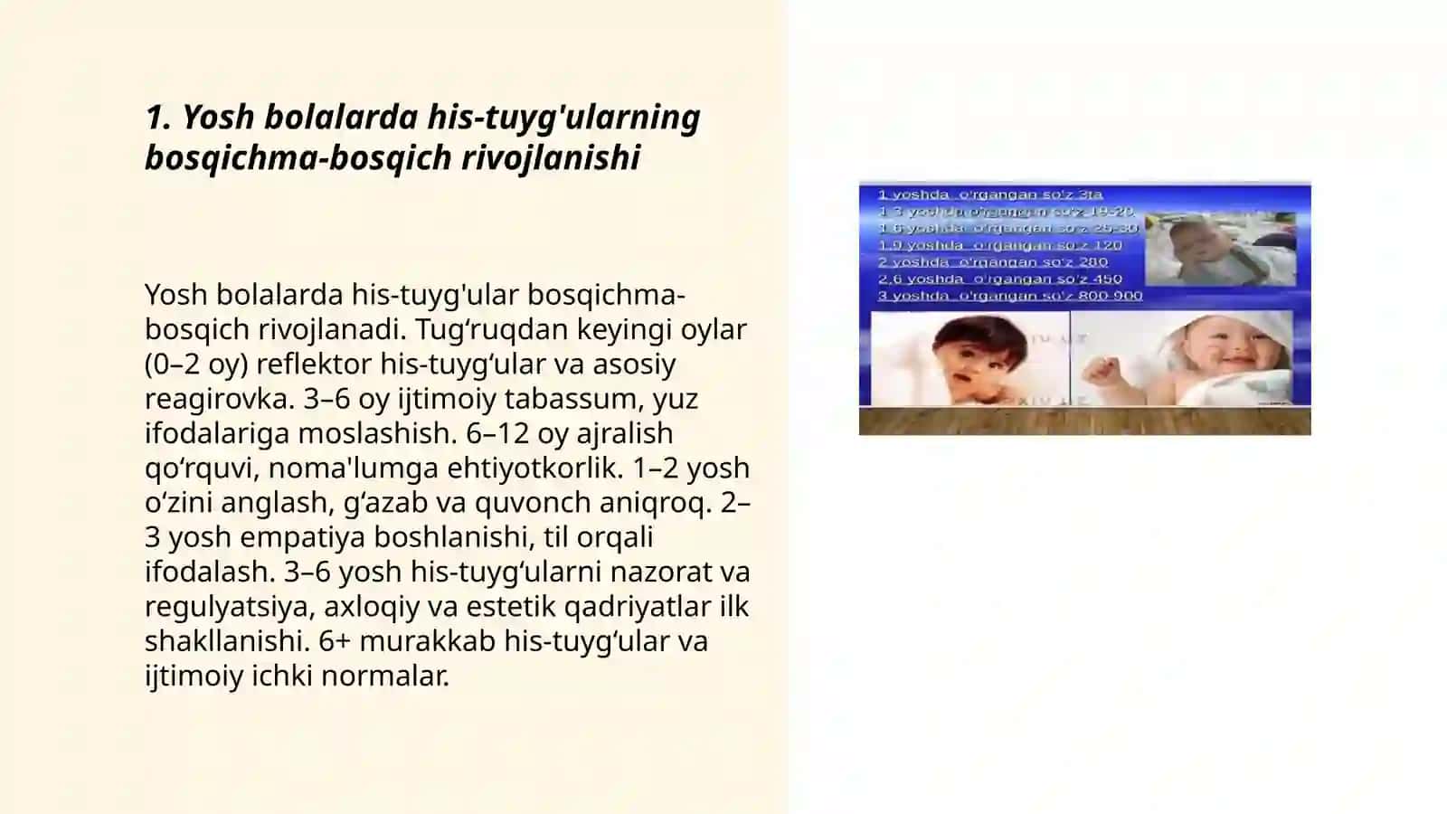 Yosh bolalarning asab ruhiy talimotining elemantlari 3