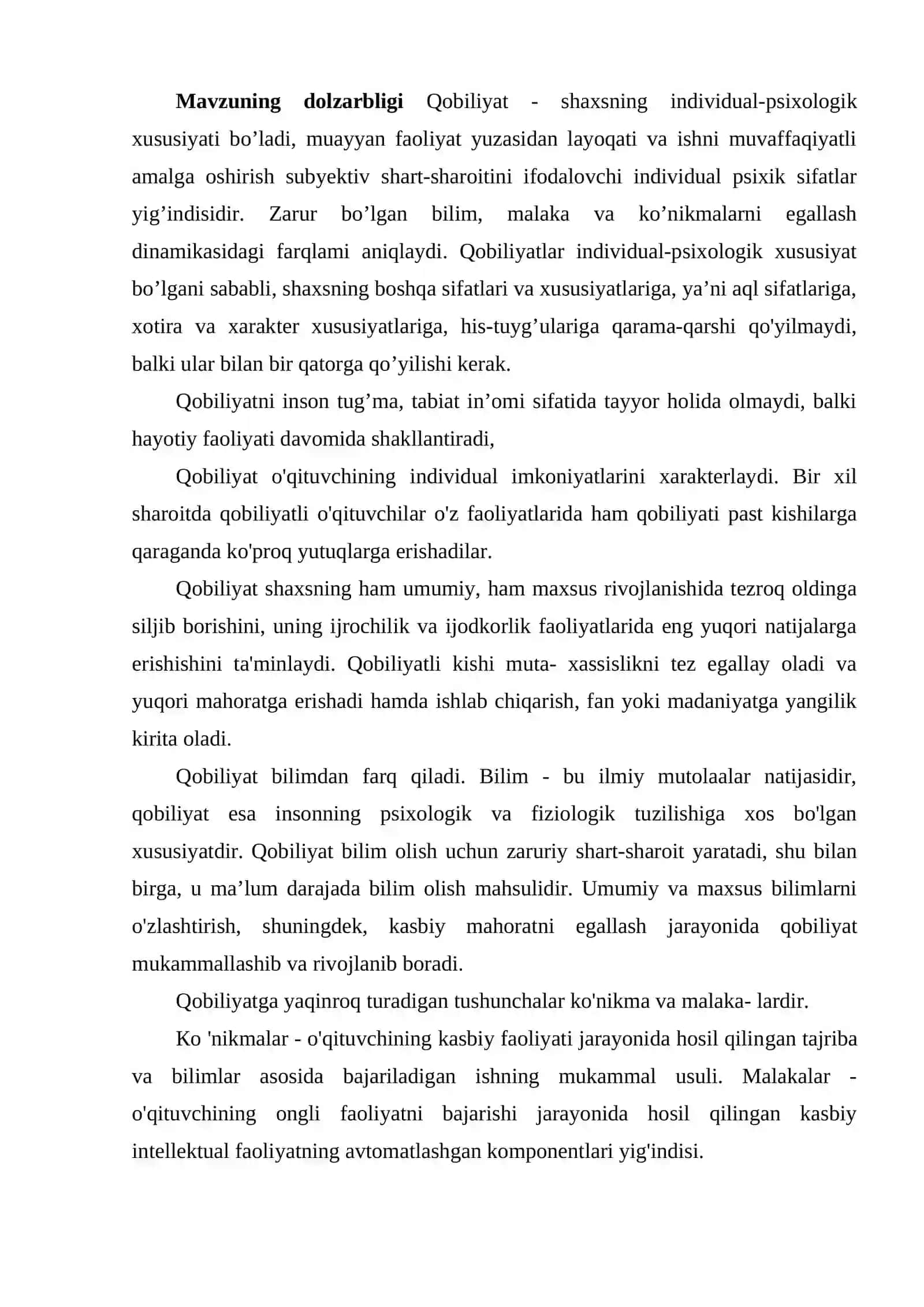 Qobiliyatlarning pedagogik-psixologik tasnifi 3