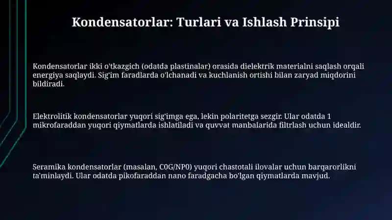 Kondensatorlar: Turlari va Ishlash Prinsipi 3
