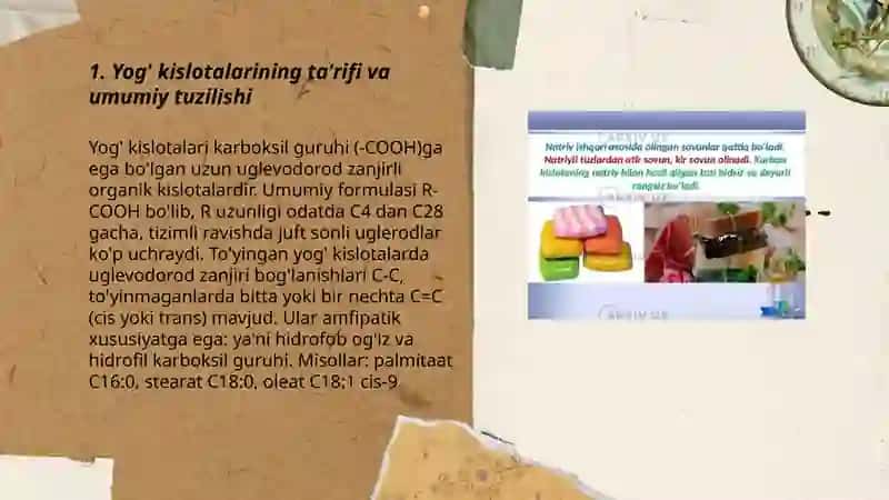 Yog' kislotalari va ularning fizik kimyoviy xossalari 3