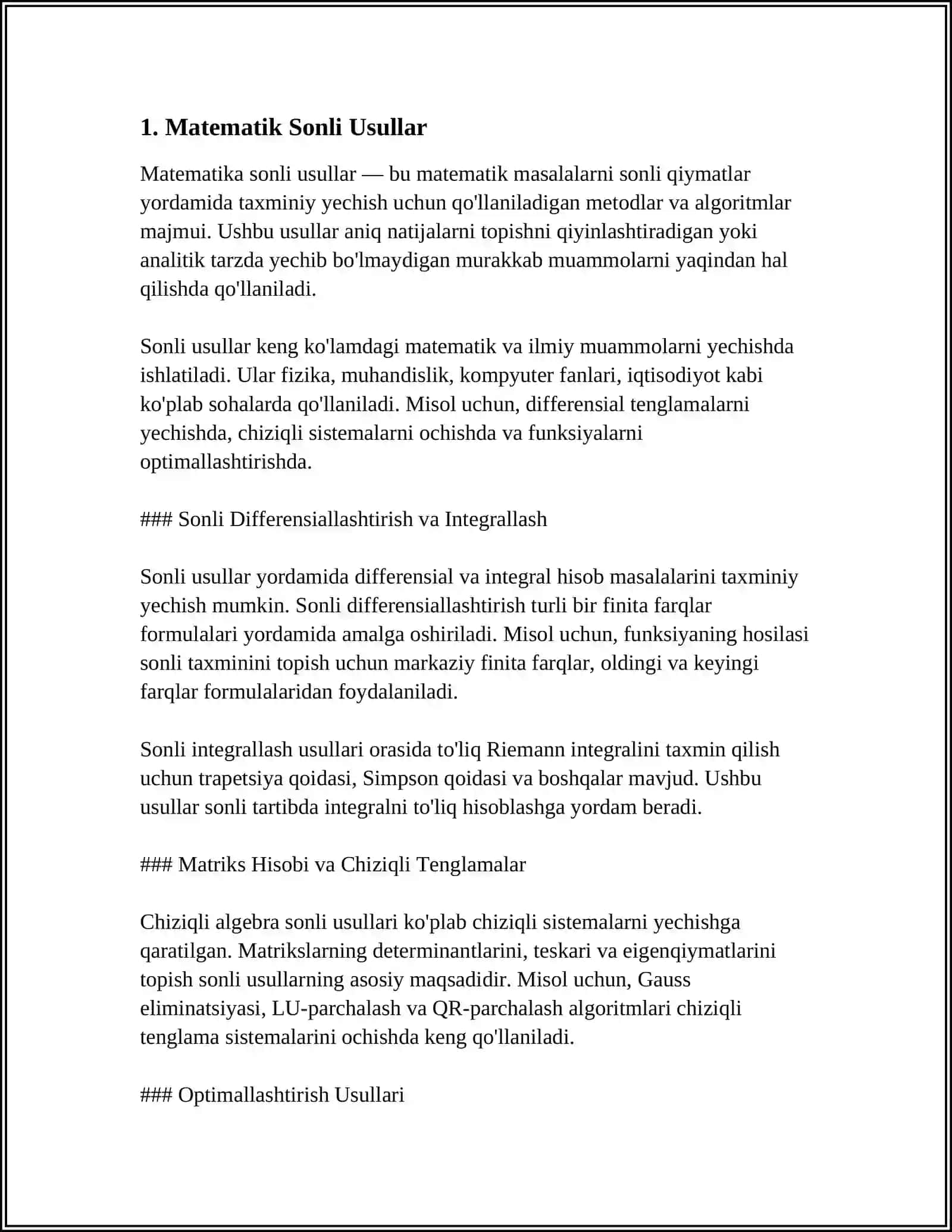 Matematik Sonli Usullar 3