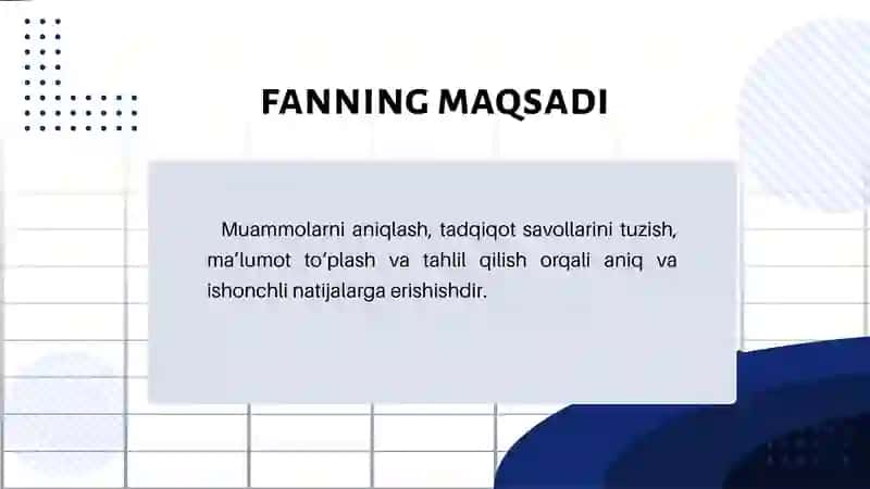 Tadqiqot usullari faniga kirish 3