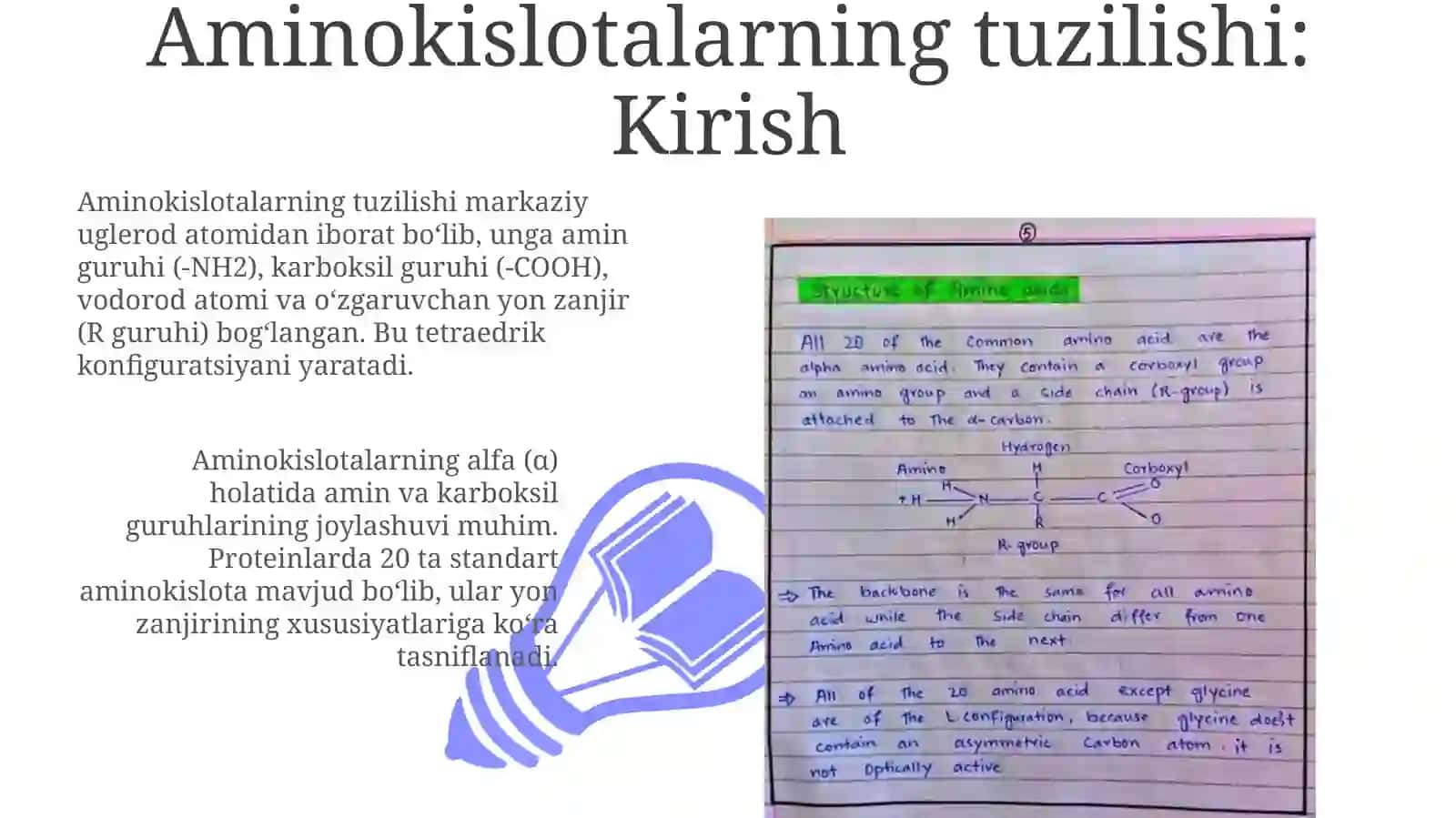 Aminokislotalarning tuzilishi va xossalari 3