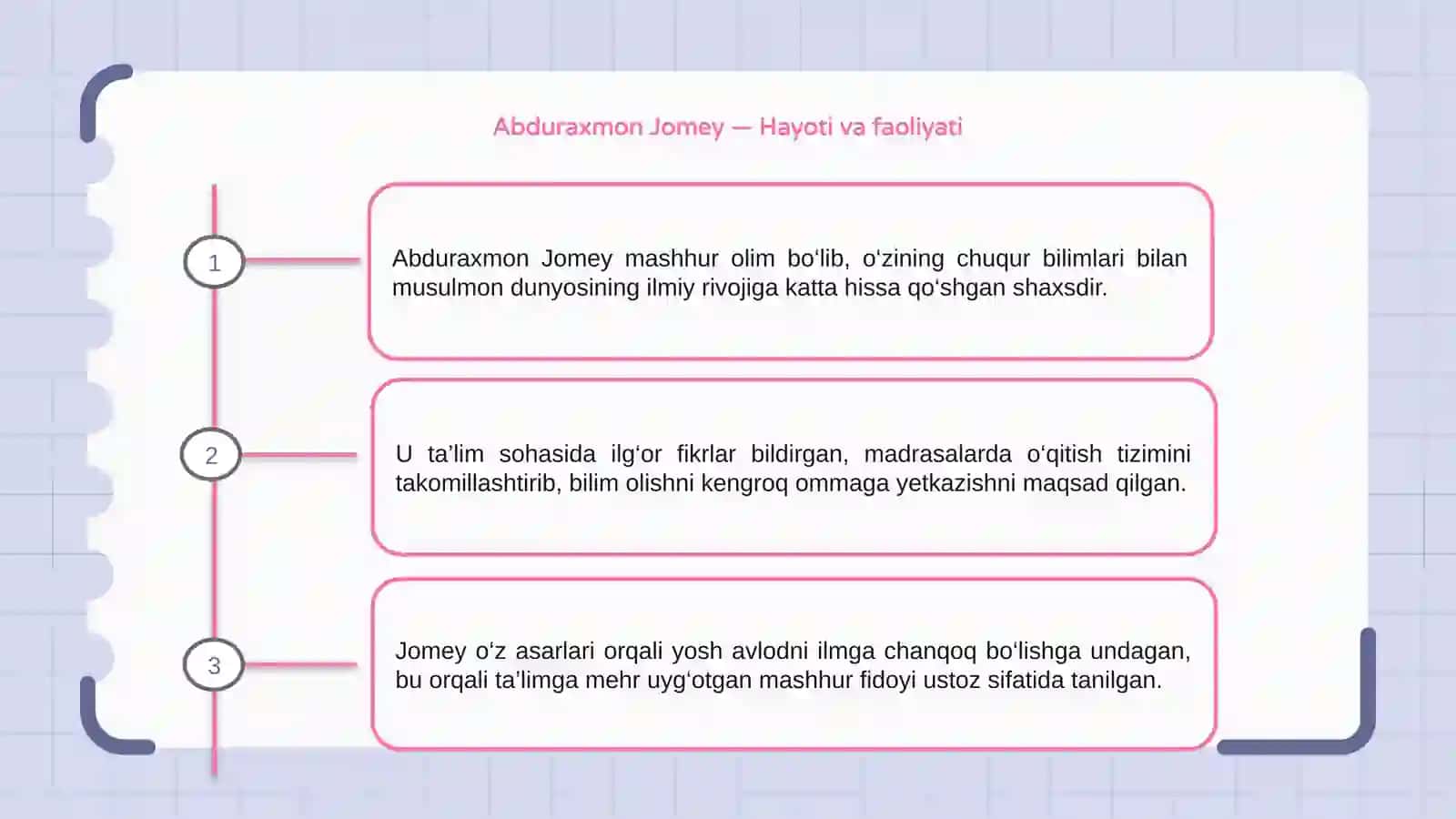 Abduraxmon Jomey ta'limga qo'shgan xissasi 3