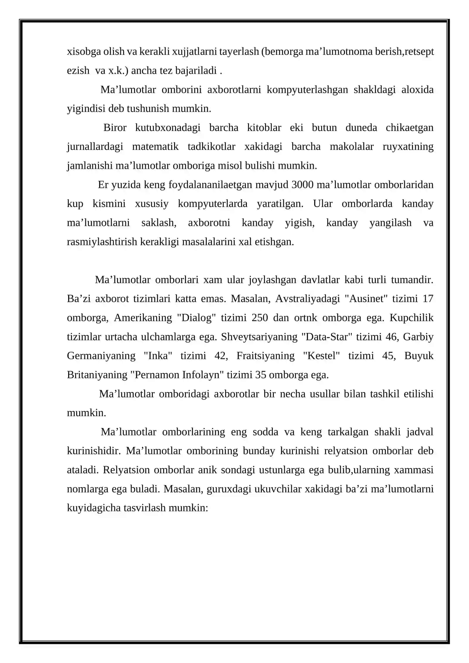 Ma’lumotlar bazasi internet texnologiyalari 3