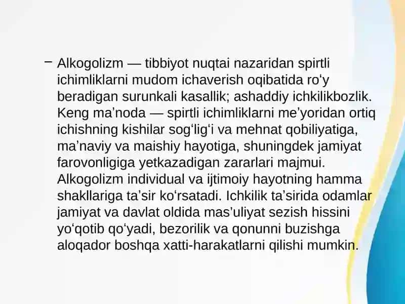Alkogolizm va uning asoratlari 3