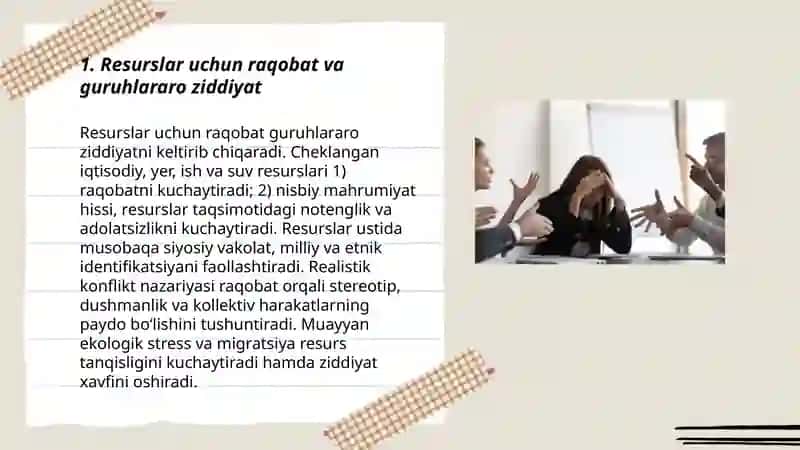 Resurslar uchun raqobat va guruhlararo ziddiyat 3