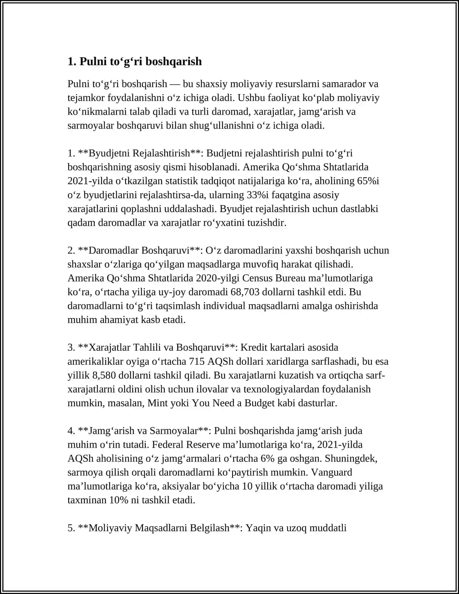 PUL VA U BILAN MUOMALA QILISH ODOBI 3