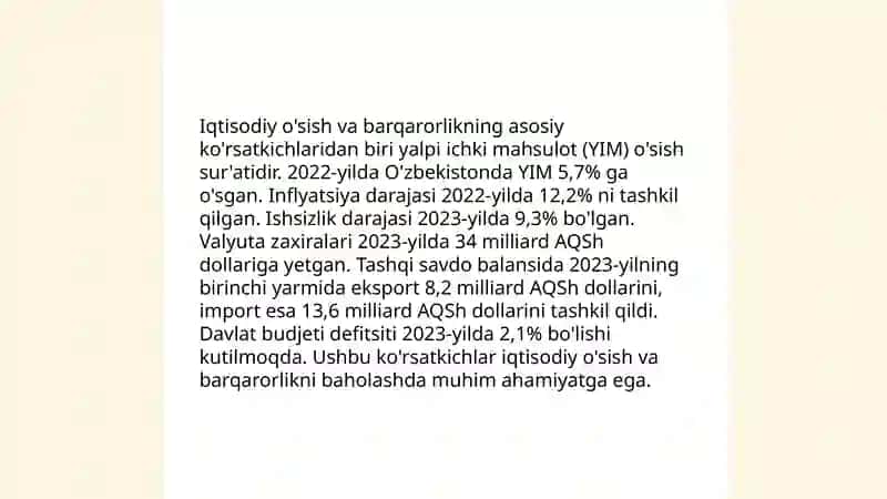 Iqtisodiy o'sish va barqarorlik 3