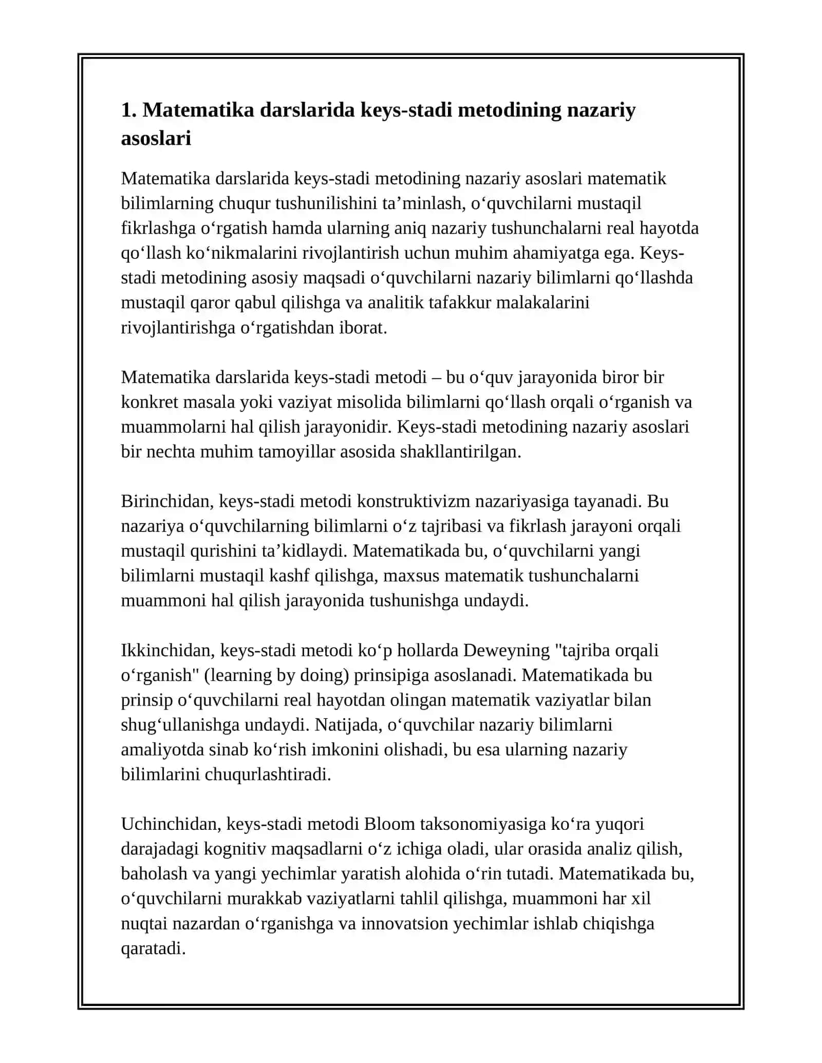 MATEMATIKA DARSLARIDA KEYS- STADI METODIDAN FOYDALANISH 3