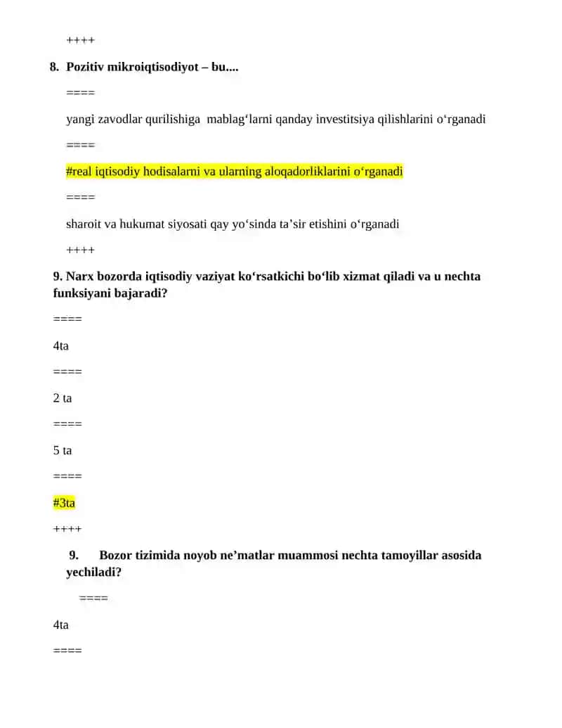 Mikroiqtisodiyot test baza yakuniy 3
