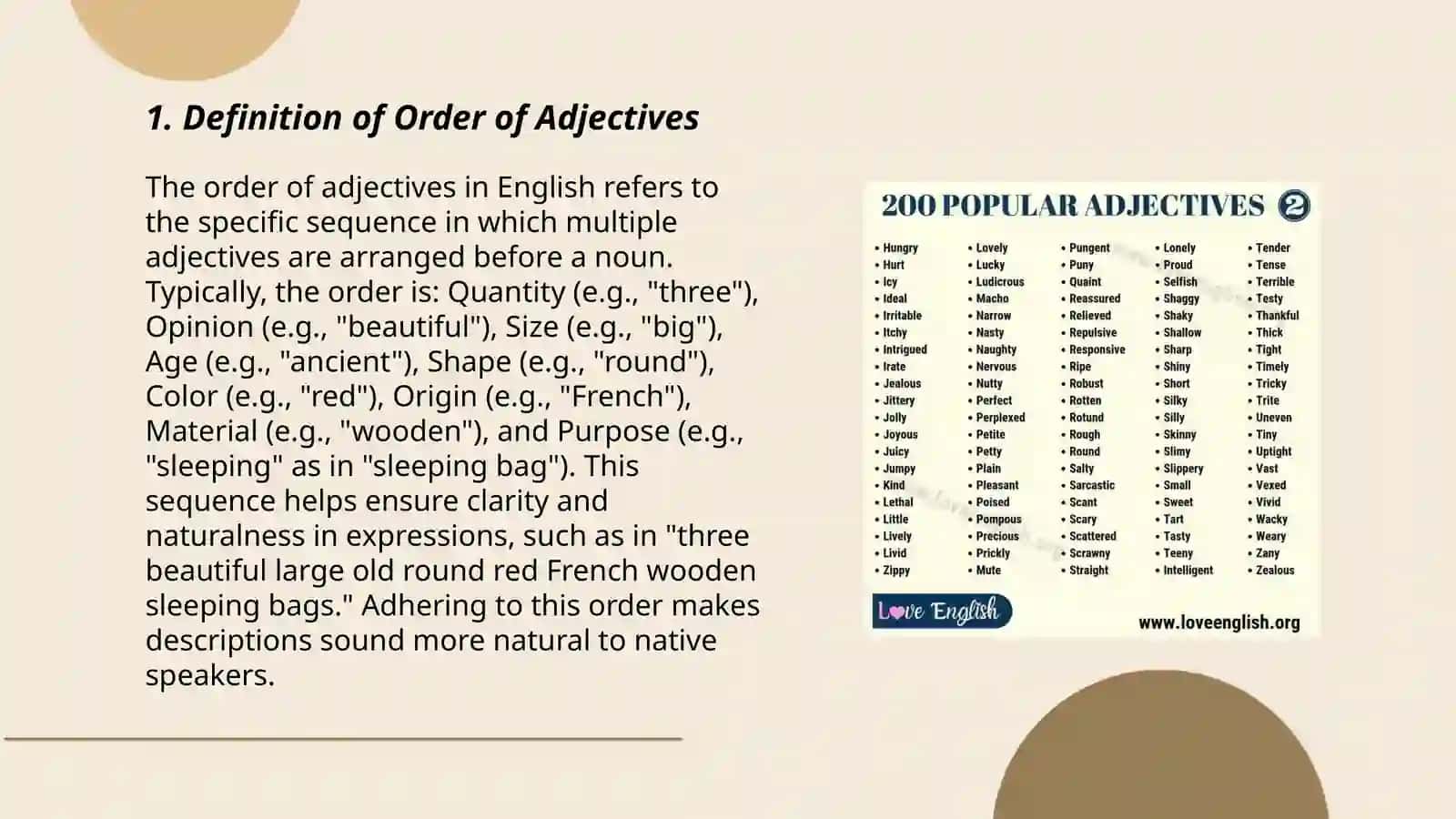 Order of adjectives 3