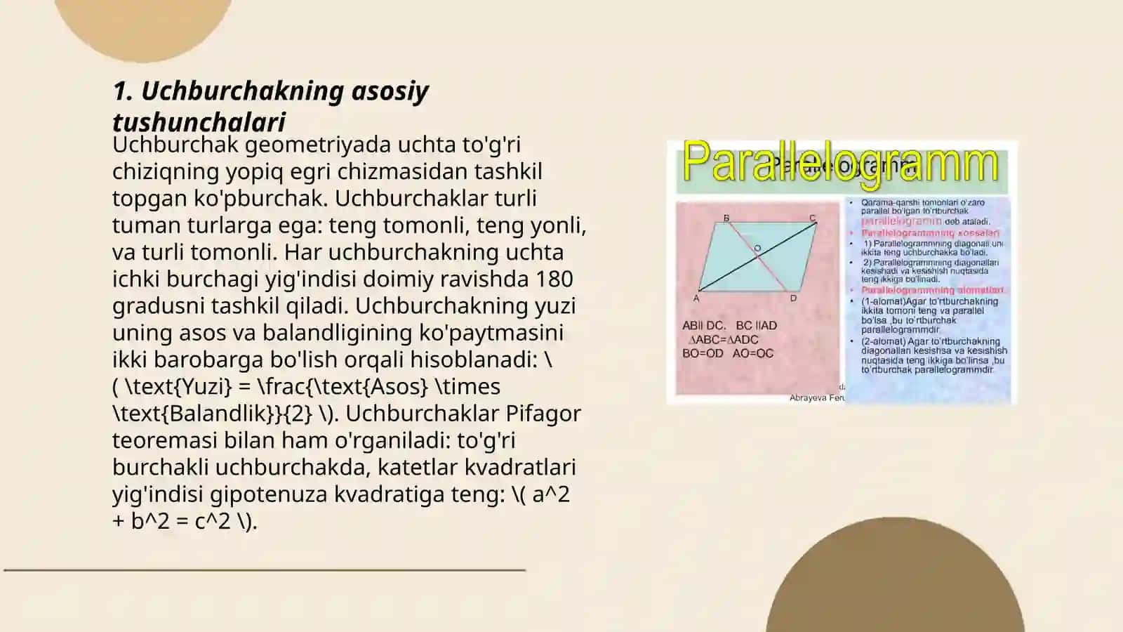 Uchburchakning asosiy tushunchalari 3