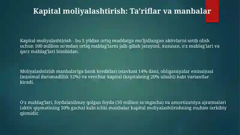 Kapital moliyalashtirish 3