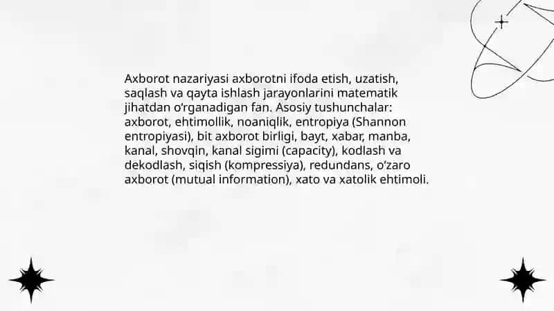 Axborot nazariyasi 3