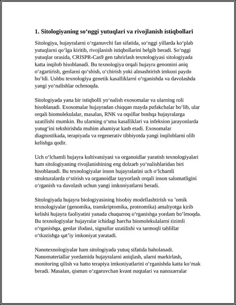 BUGUNGI KUNDA SITOLOGIYA FANINING YUTUQLARI, MUAMMOLARI VA ISTIQBOLI 3