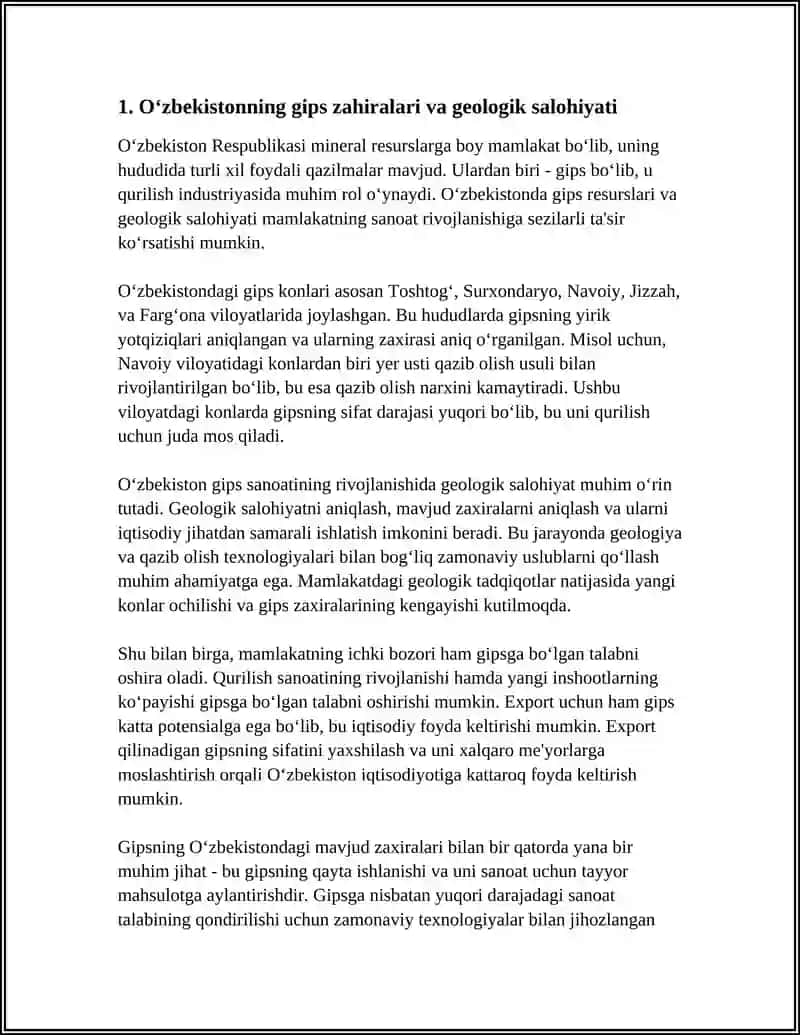 OʻZBEKISTON GIPS SANOATINING ISTIQBOLLARI 3