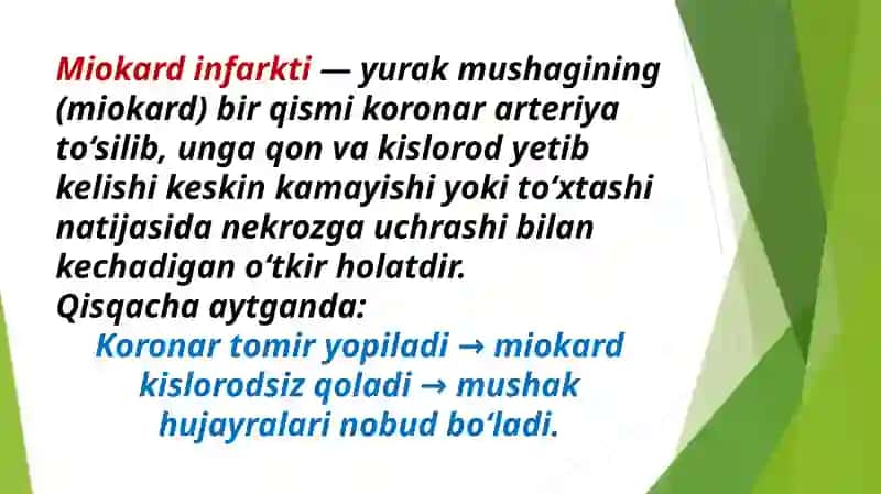 Miokard infarkti tasnifi, patogenezi, klinikasi va davolash 3
