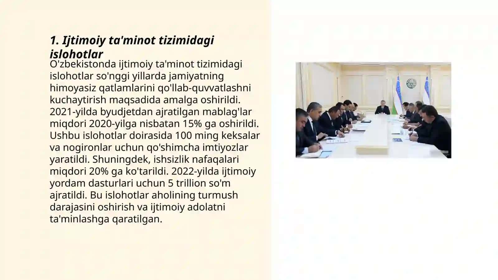 Ijtimoiy ta'minot tizimidagi islohotlar 3