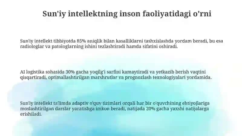 Sun'iy intellektning inson faoliyatidagi o'rni 3