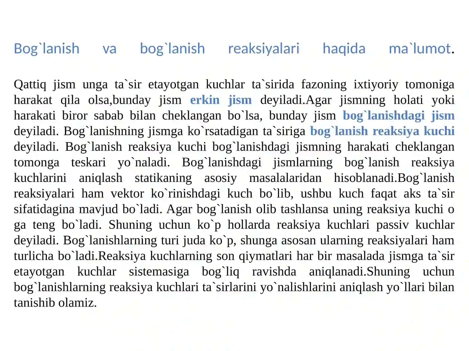 Bog`lanish va bog`lanish reaksiyalari 3