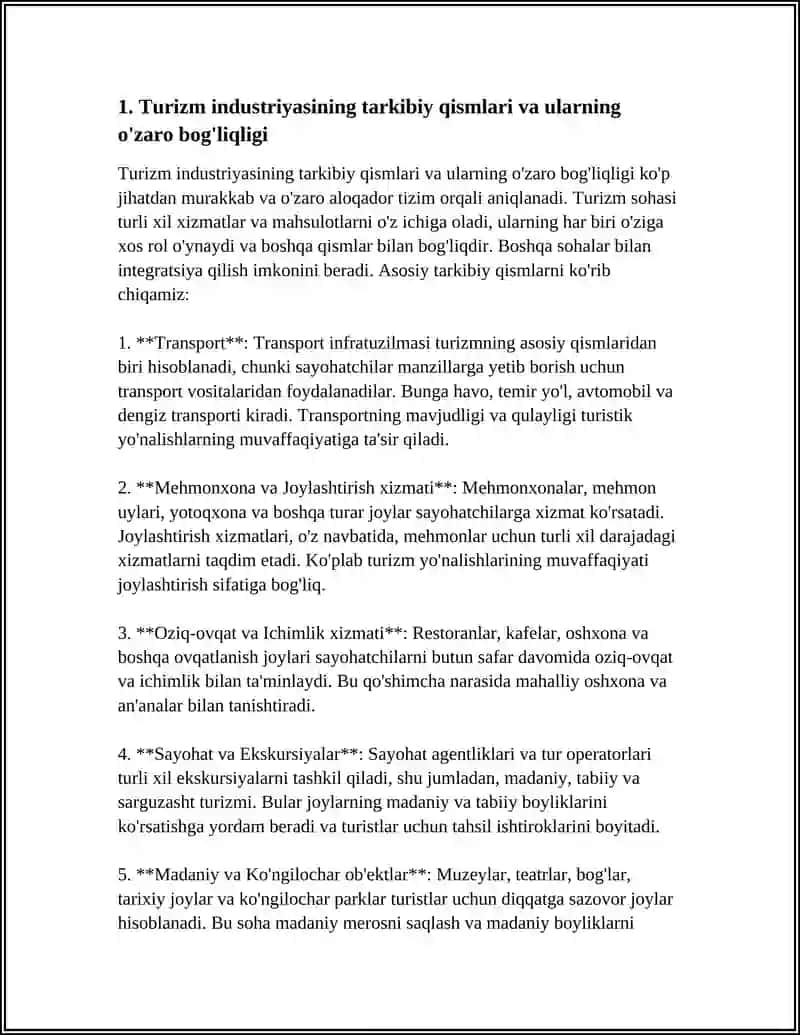 TURIZM INDUSTRIYASI TARKIBIY TUZILMASI VA IQTISODIY AHAMIYATI 3