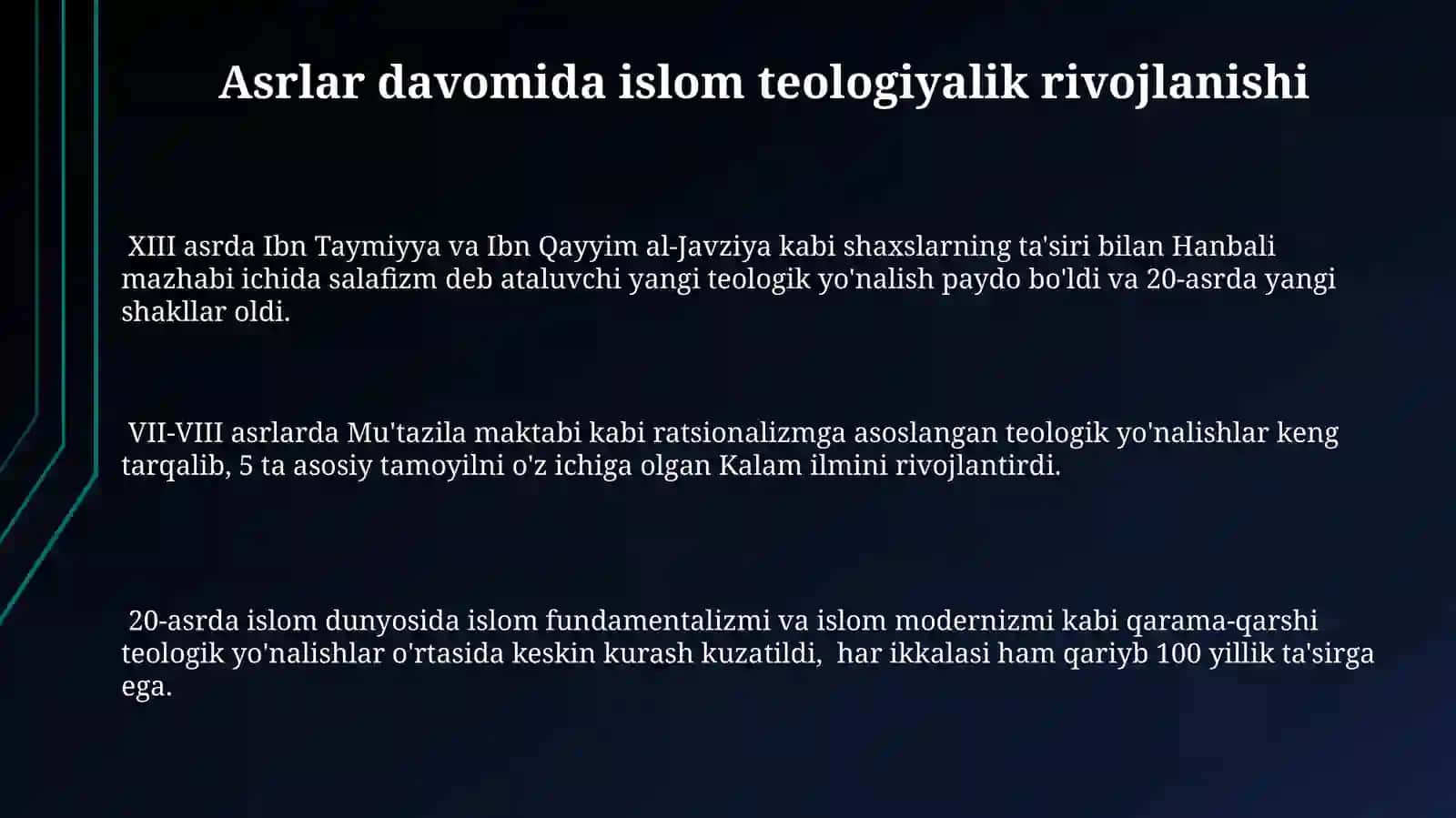 Islom dinining aqidaviy yo‘nalishlarivamaktablari 3