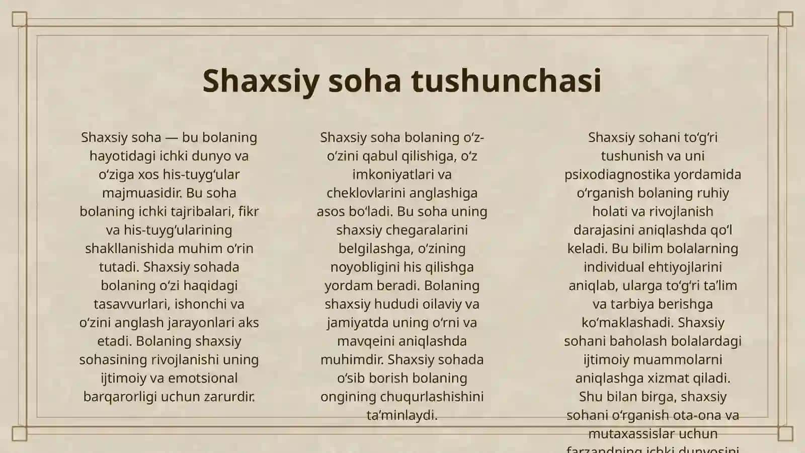 BOLANING SHAXSIY SOHASINING PSIXODIAGNOSTIKASI 3