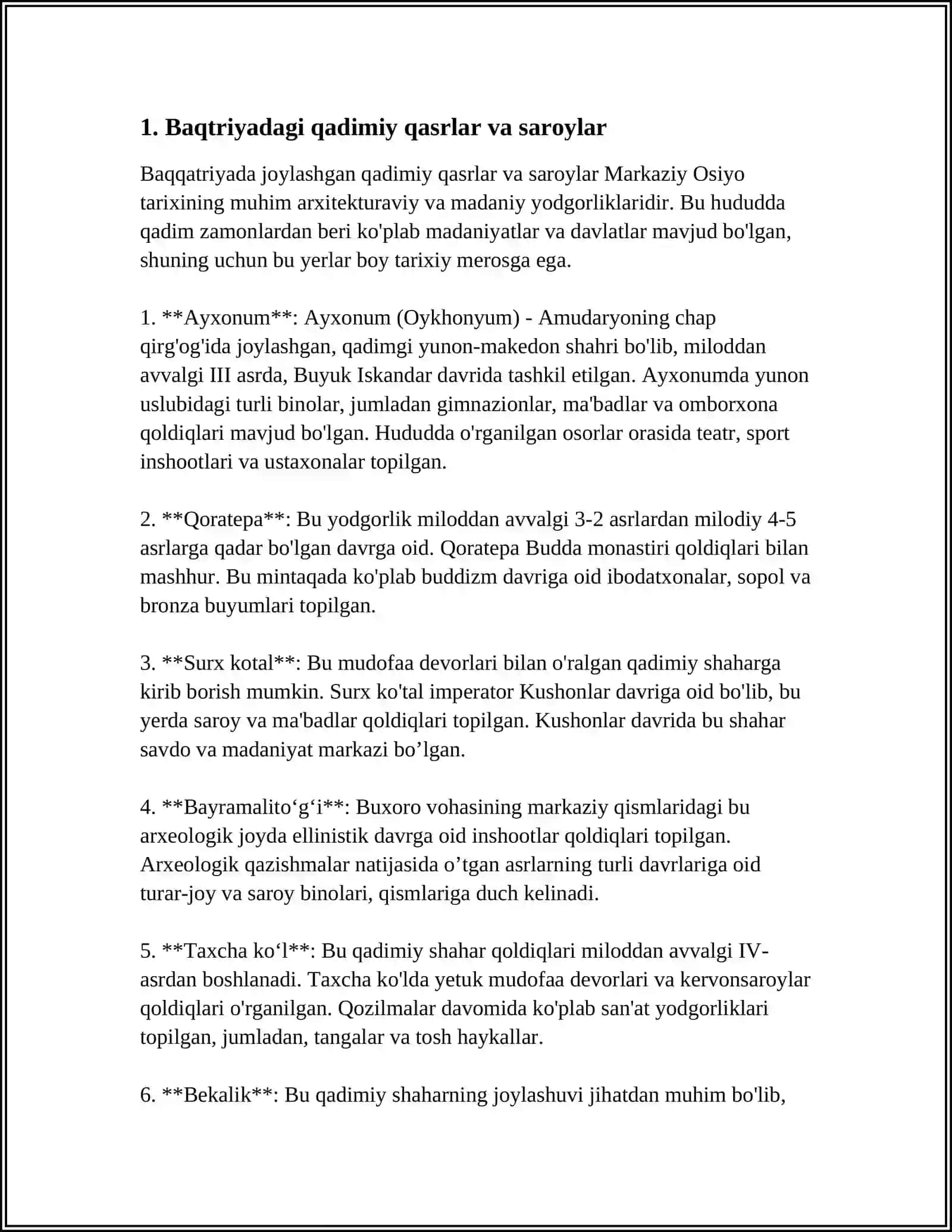 BAQTRIYADA ANTIK DAVR YODGORLIKLARI ADABIYOTLAR TAHLILI 3