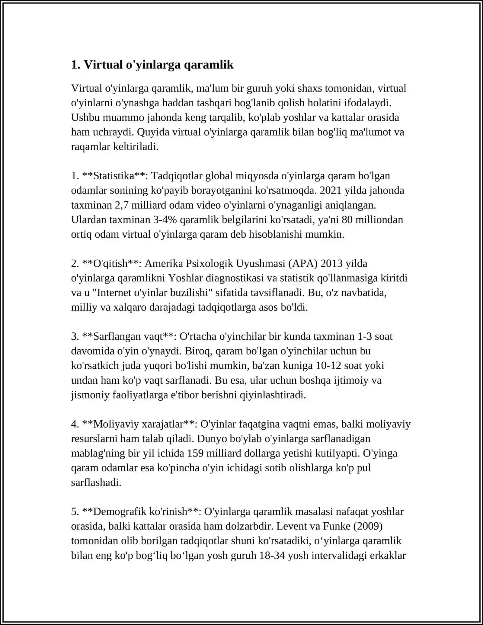 VIRTUAL O'YINLARNING ASORATLARI 3
