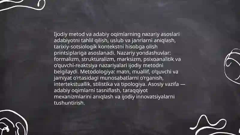 Ijodiy metod va adabiy oqim masalasi 3