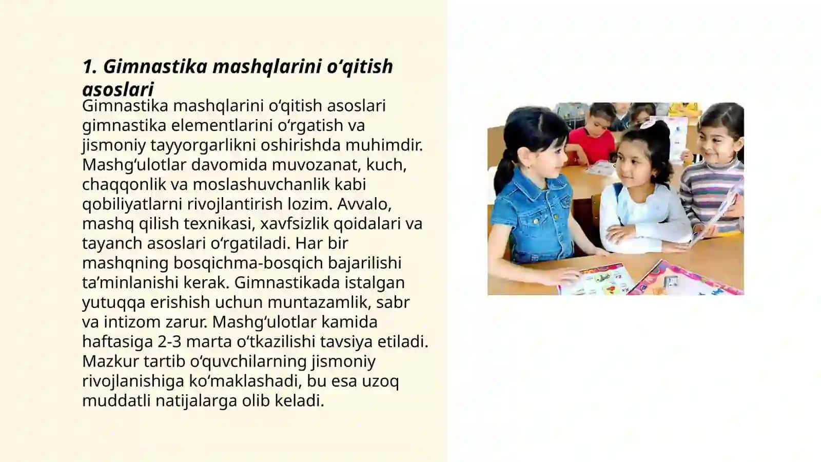 Gimnastik mashqlarni õrgatish metodikasi 3