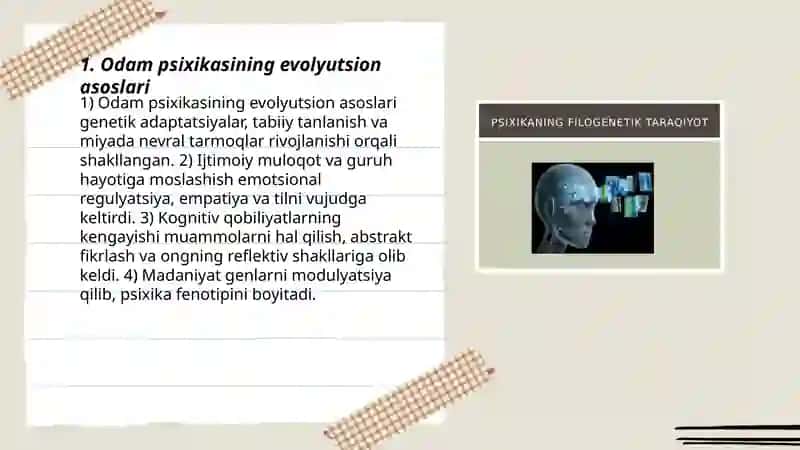 Odam psixikasining evolyutsion asoslari 3