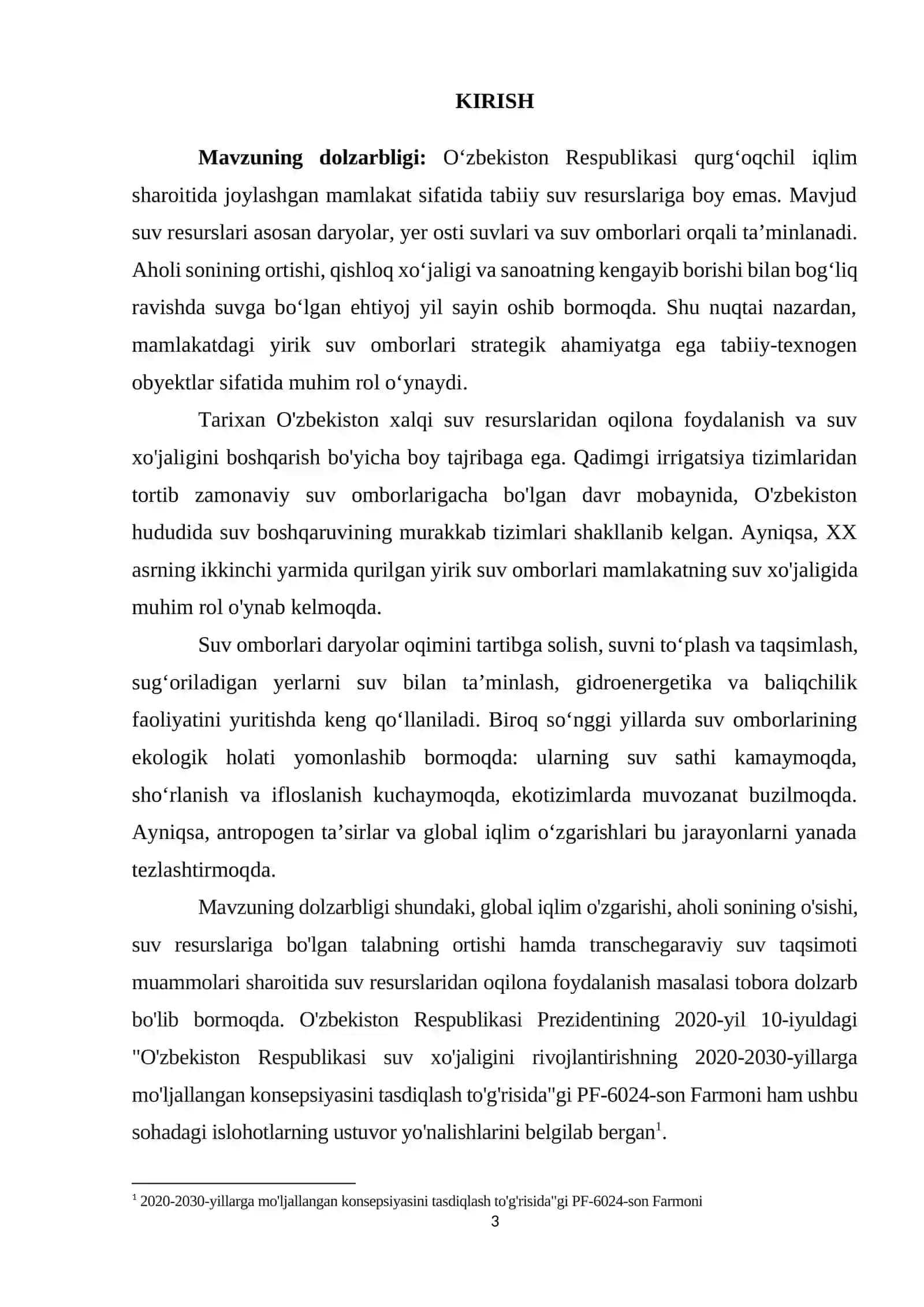 kurs ishi o'zbekiston suv omborlari 3
