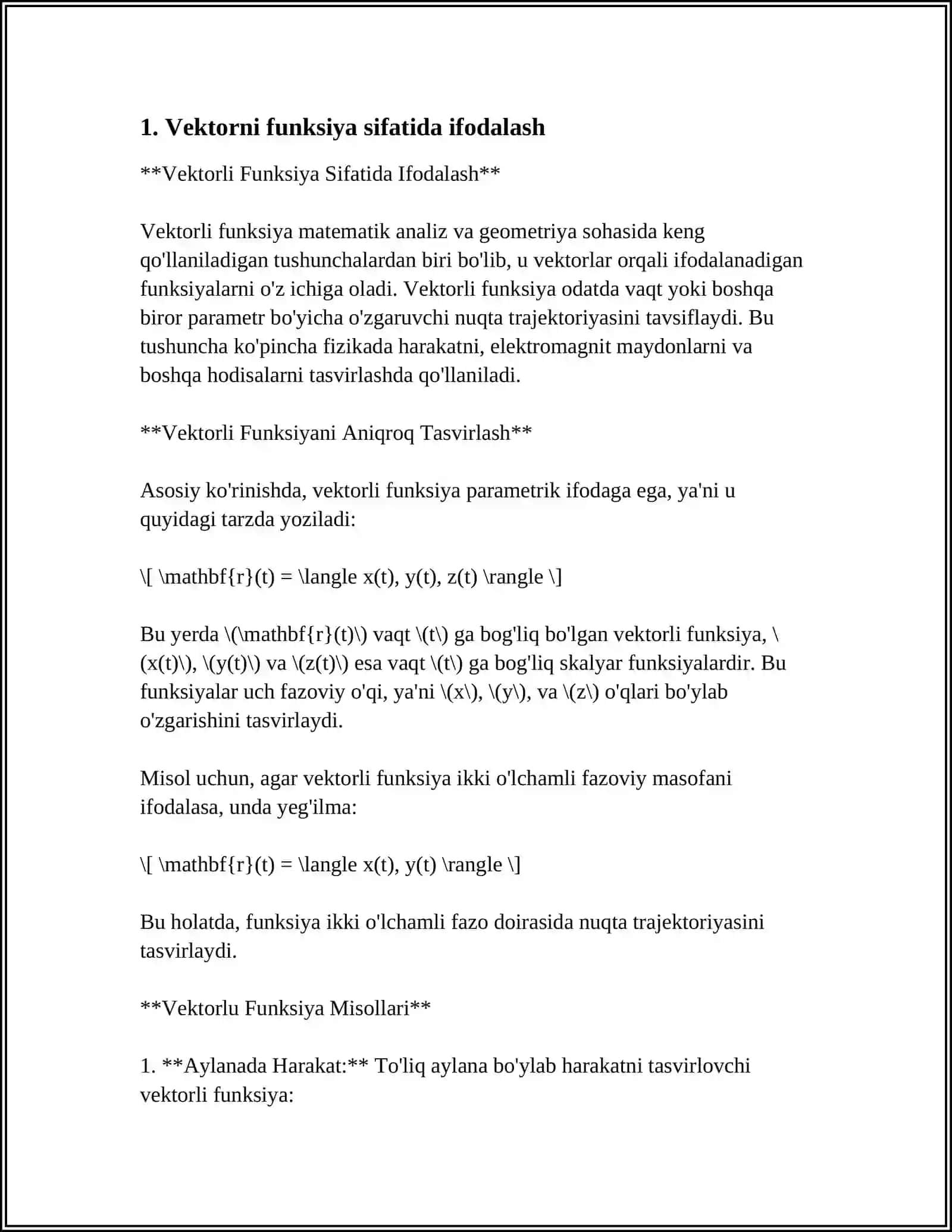 VEKTORLARNI FUNKSIYA PARAMETRLARI SIFATIDA QO‘LLANILISHI. C++ 3