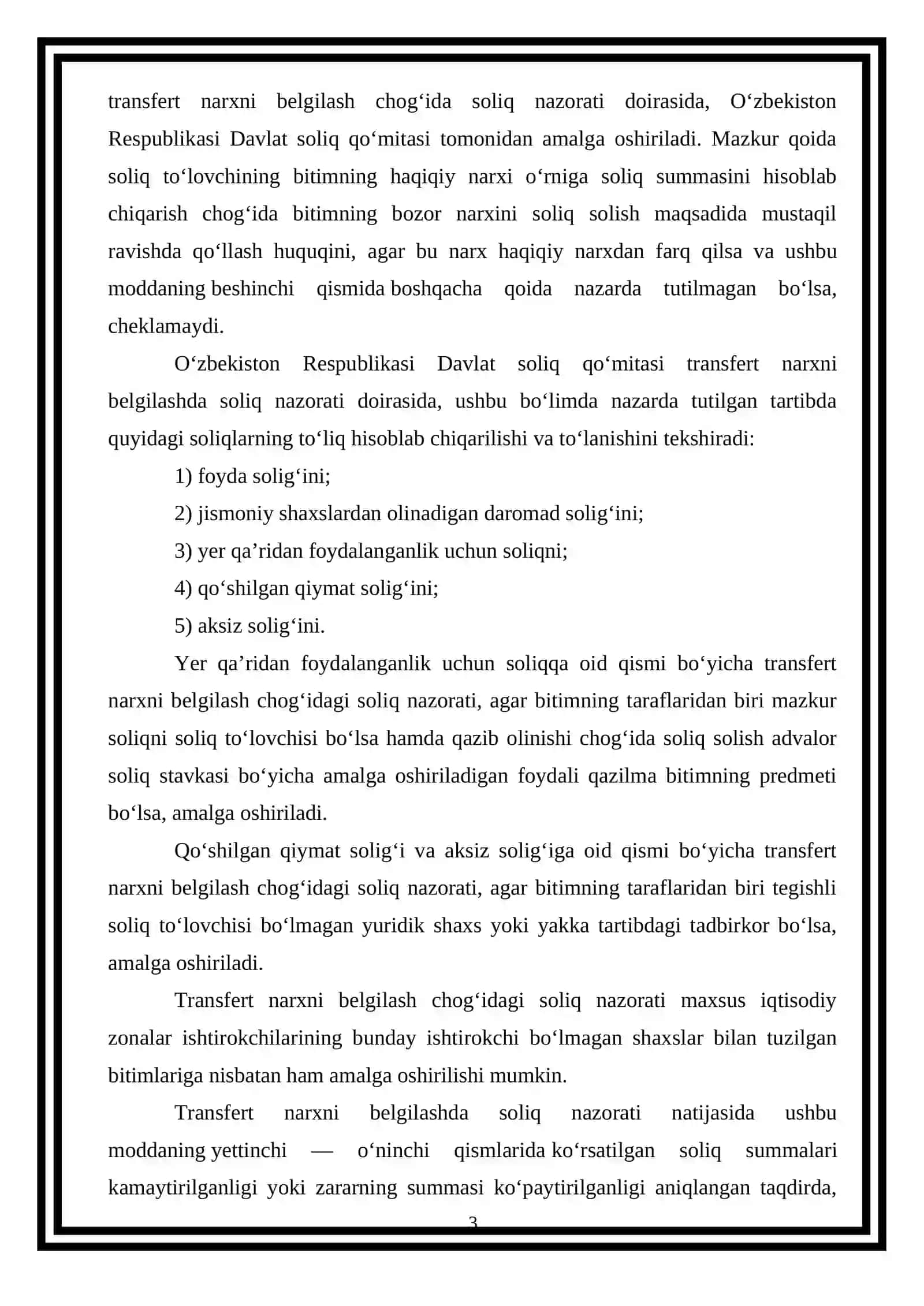 Transfert narxni belgilashda soliq nazorati 3