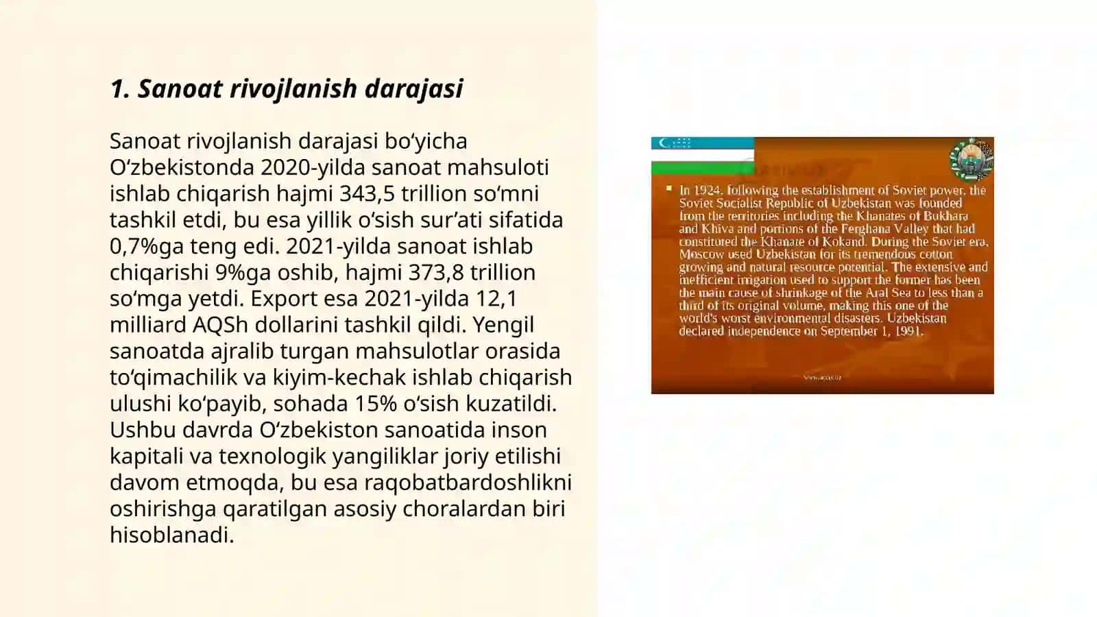 Sanoat rivojlanish darajasi 3