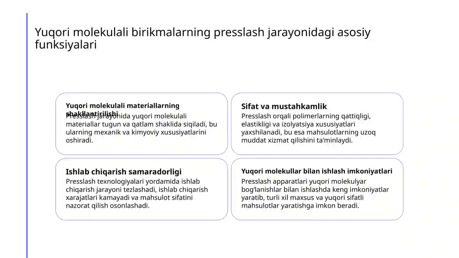 Yuqori molekulali birikmalar ishlab chiqarishda presslash apparati 3