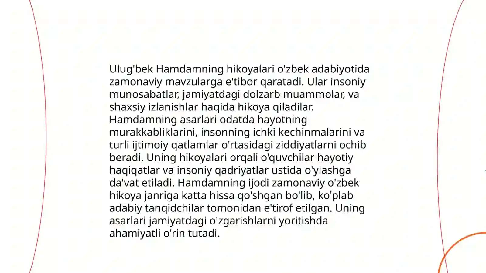 Ulug'bek Hamdam hikoyalari tahlili 3