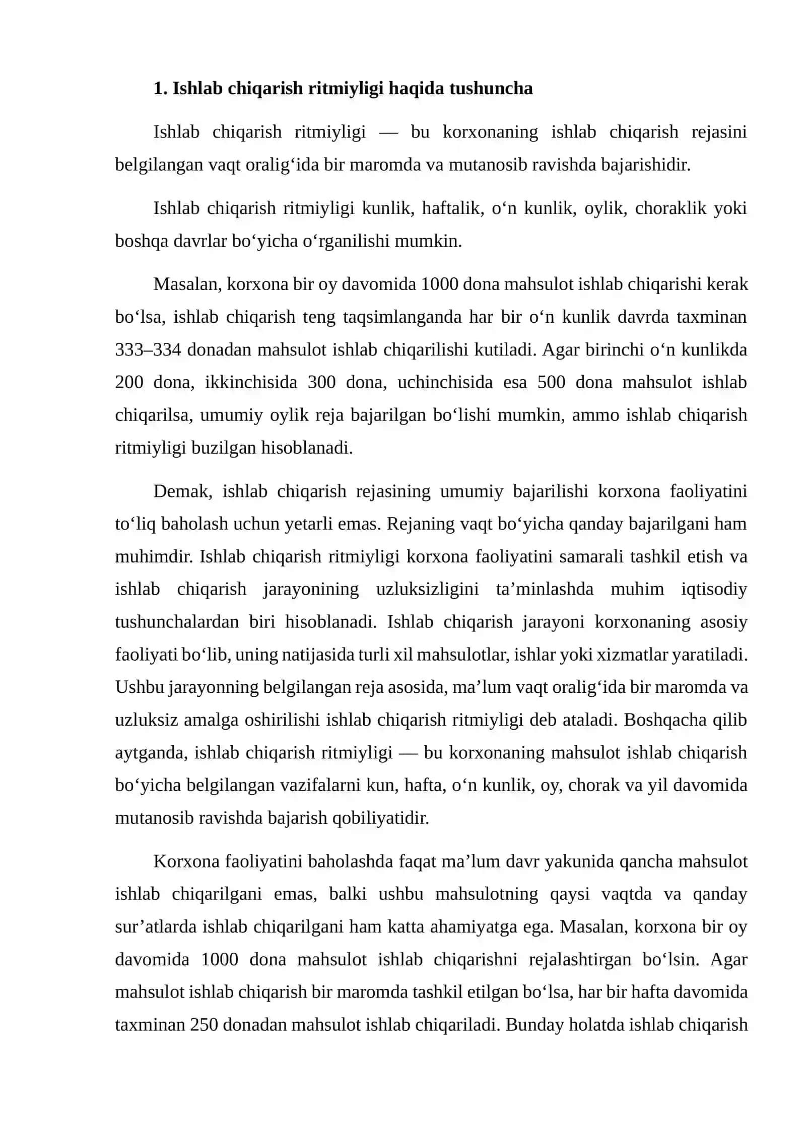 ISHLAB CHIQARISHDA RITMIKLIK KOEFFITSIYENTINI ANIQLASH 3