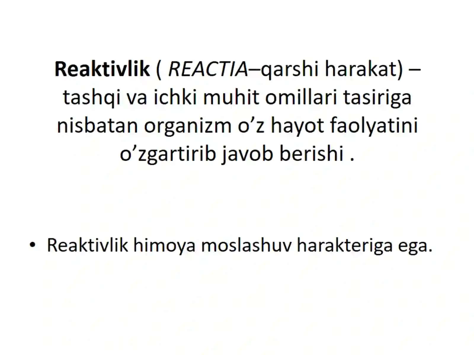 Reaktivlik va Rezistentlik 3