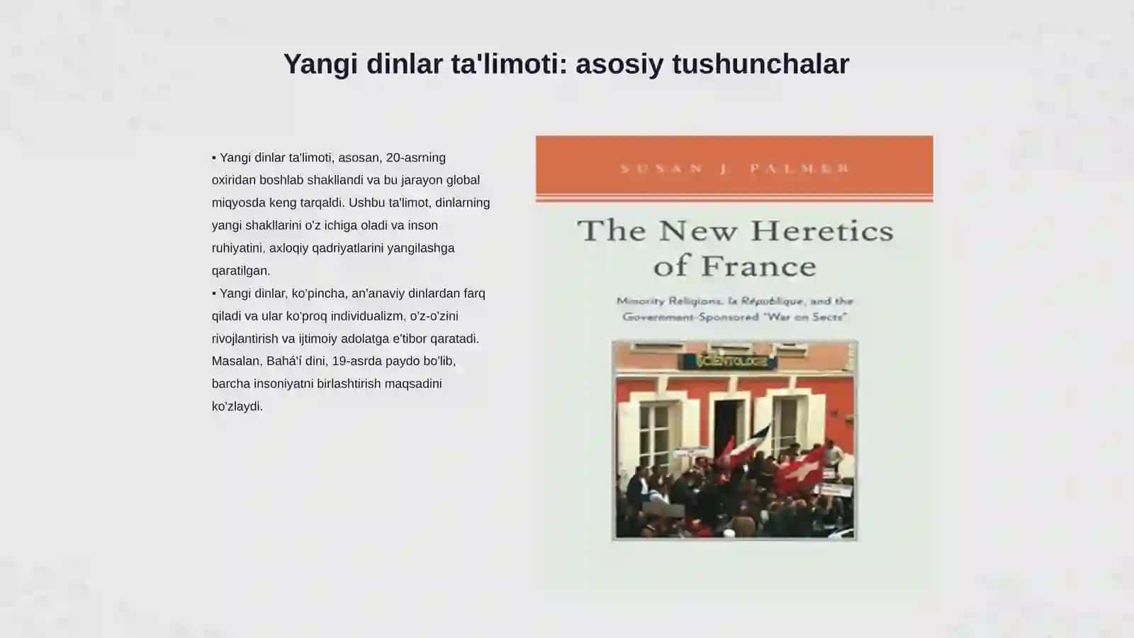 Yangi dinlar ta'limoti va sektorlari 3