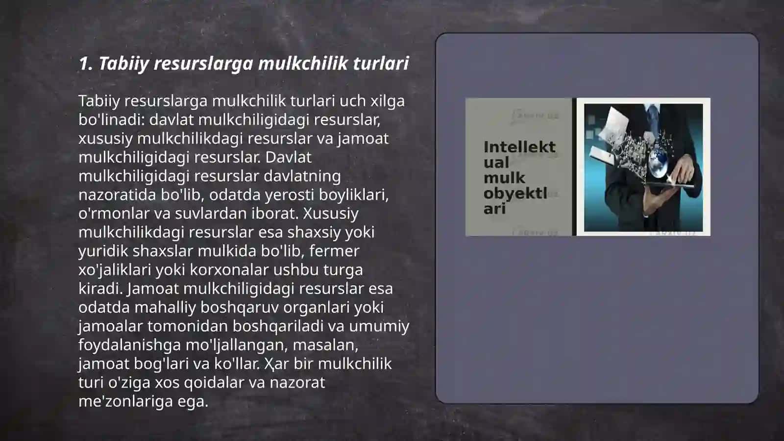 Tabiiy resurslarga mulkchilik turlari 3