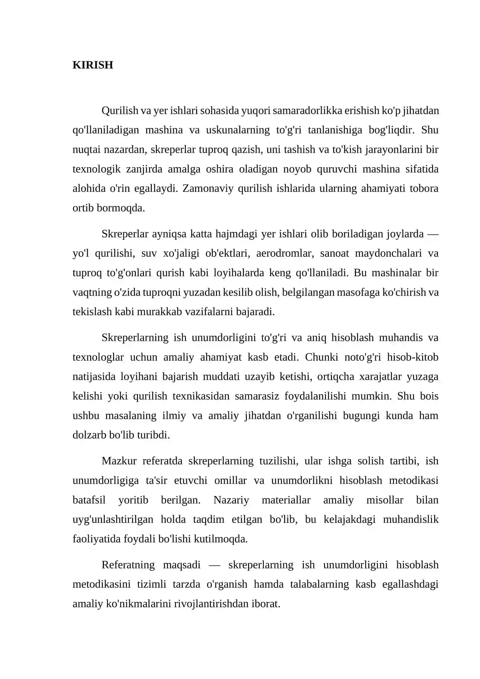 Skreperlarning ish unumdorligini hisoblash 3